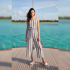 NWT The Fifth Label Sequence Stripe Jumpsuit in Navy with Ivory